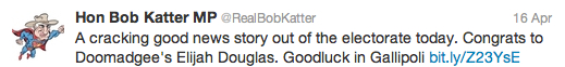 Tweet from Bob Katter